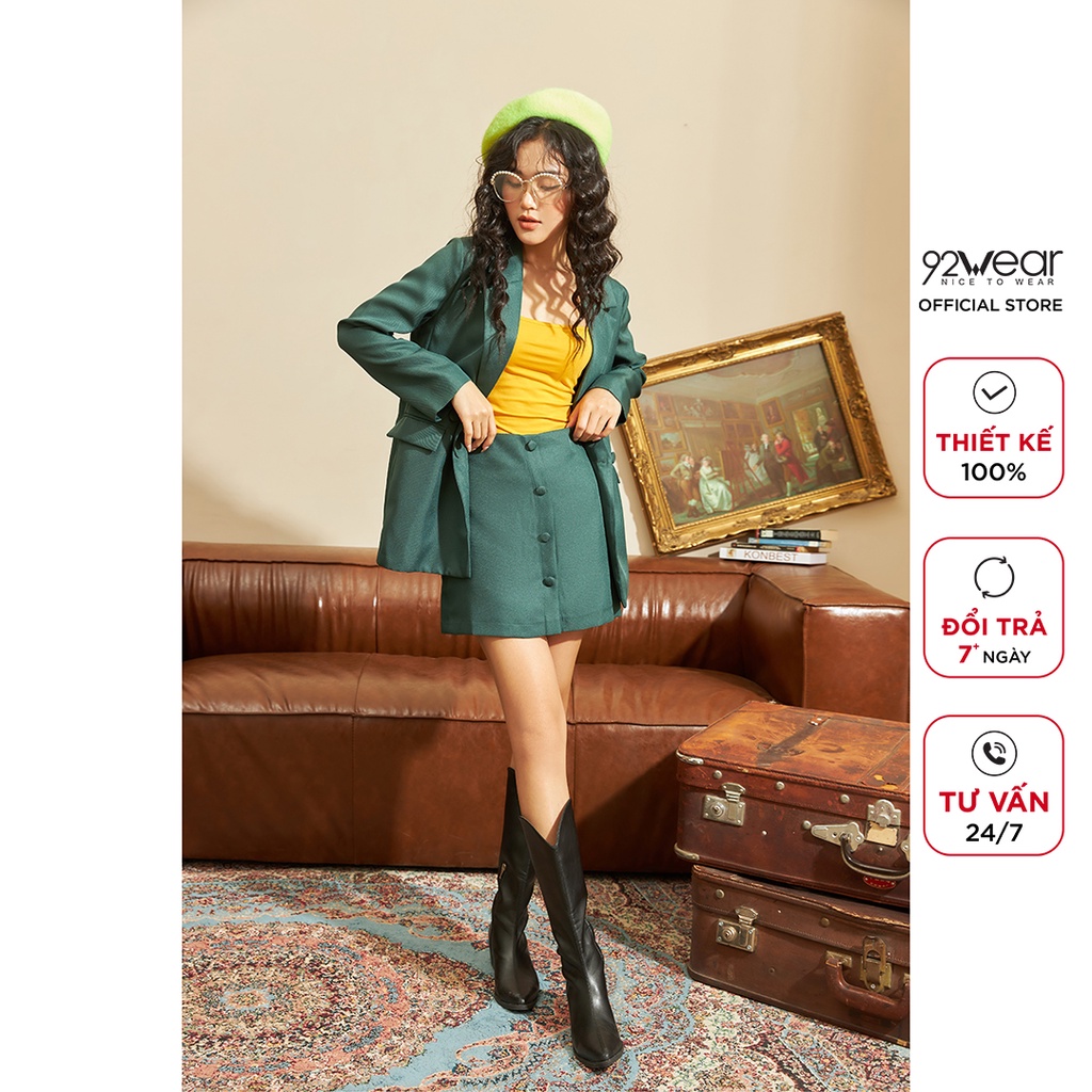 Áo blazer nữ dài tay 2 khuy 92WEAR, thiết kế thanh lịch, trẻ trung VBW1138