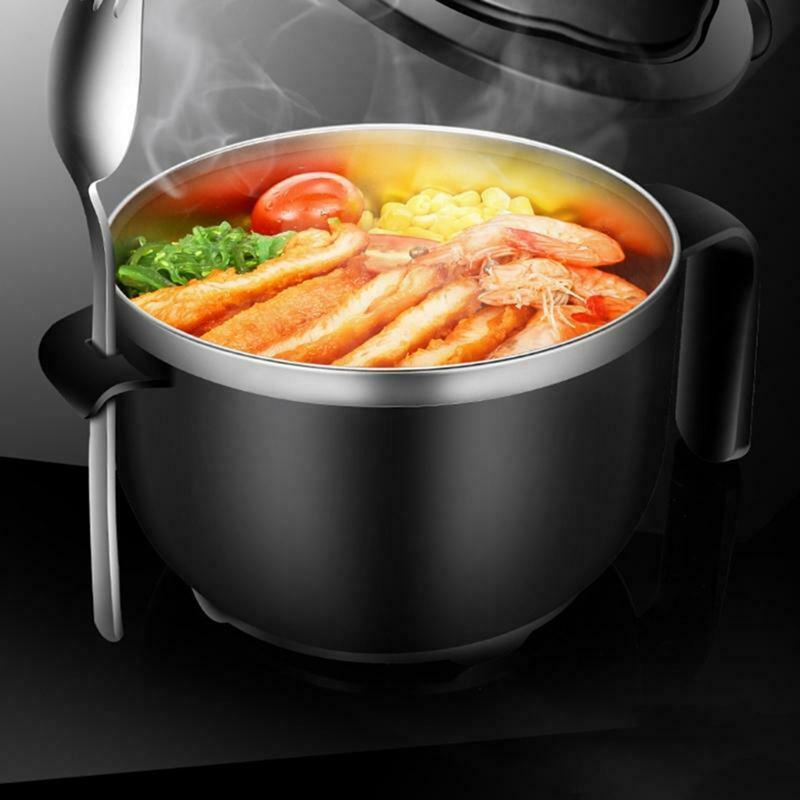 Tô nấu mì hình tròn bằng thép không gỉ sức chứa lớn có nắp và tay cầm