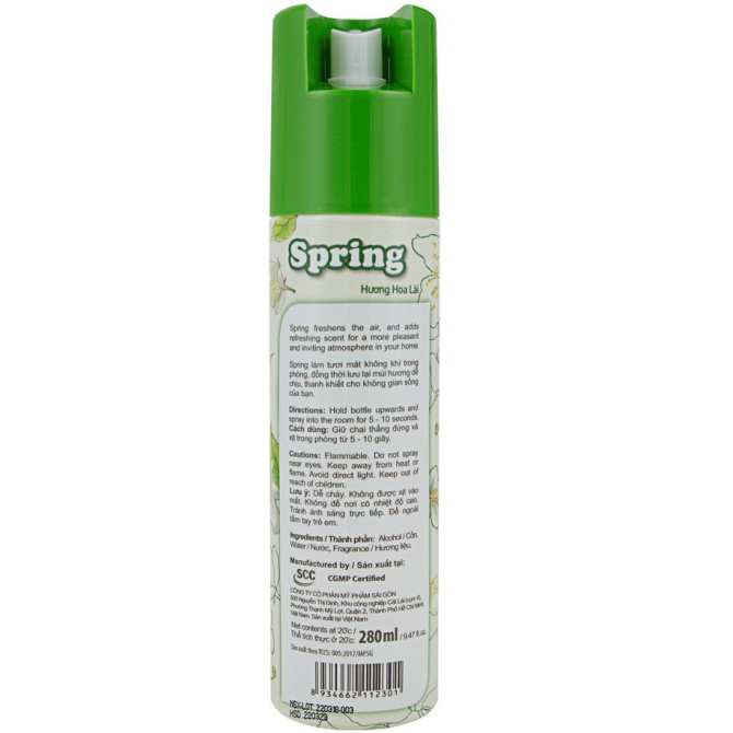 Nước xịt phòng Spring hương Hoa lài chai 280ml boot4