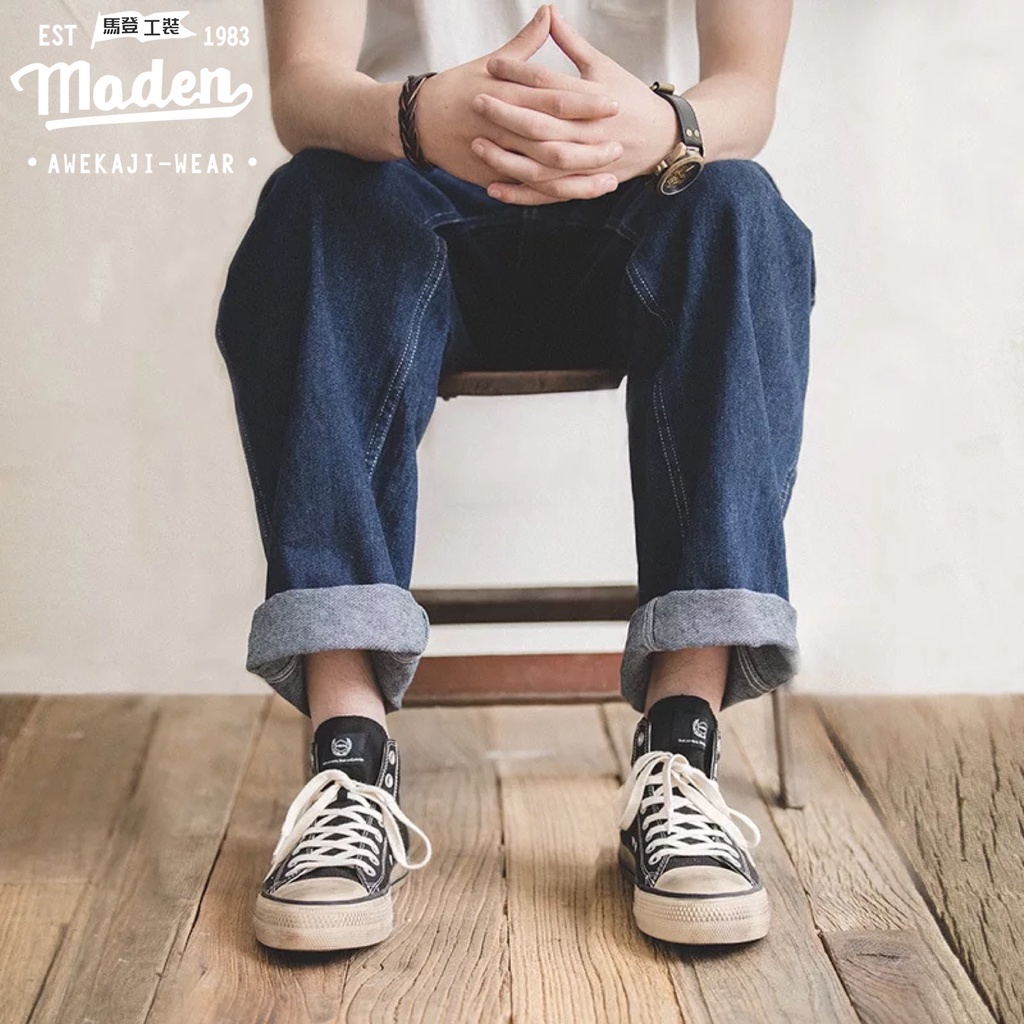 Quần jeans Maden 11.5oz ống rộng phong cách Nhật Bản cổ điển thời trang dành cho nam