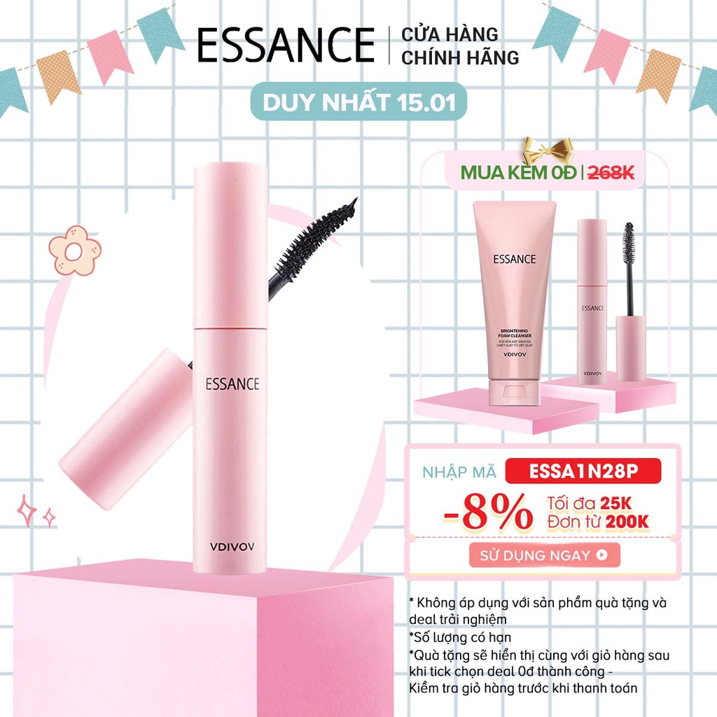 [Mã COSESS4 giảm 8%]Mascara Essance dày và cong mi 10g