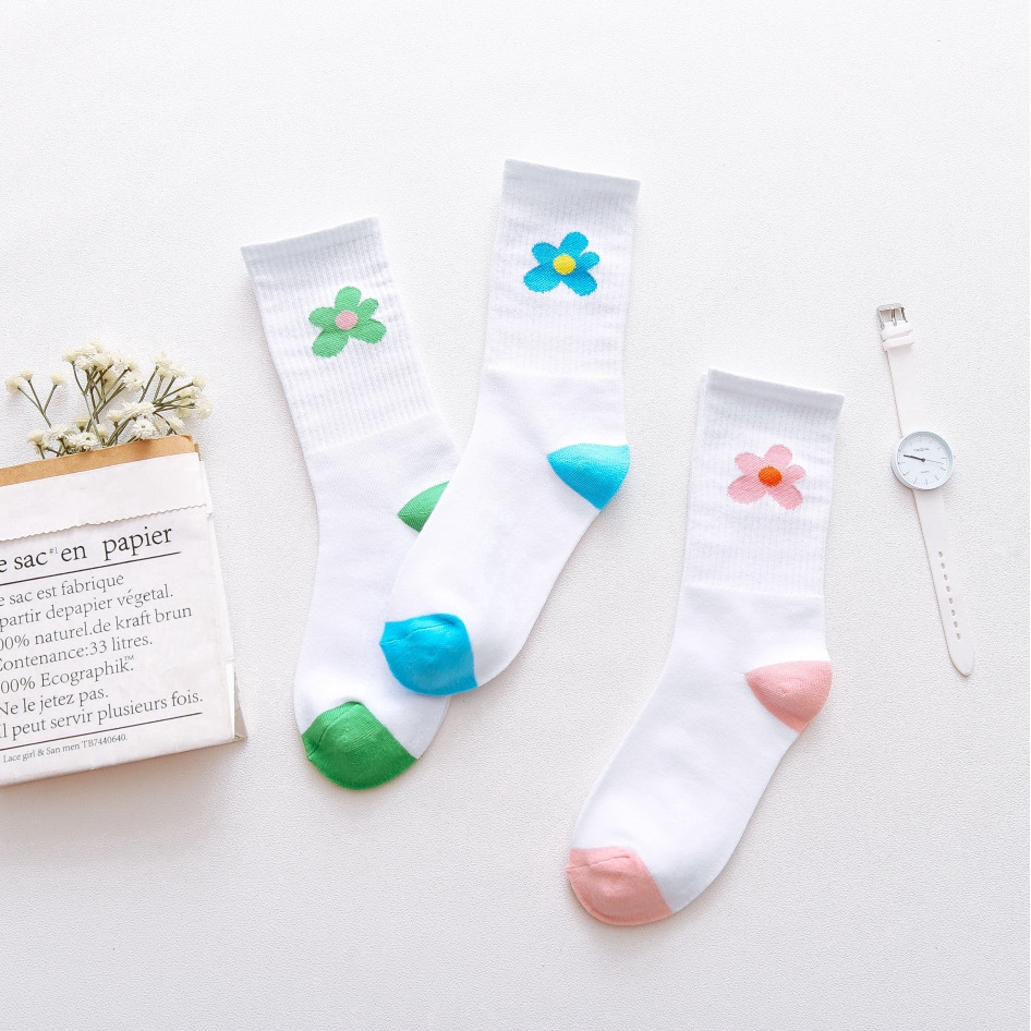 Vớ cotton in họa tiết hoa dễ thương cho nam nữ
