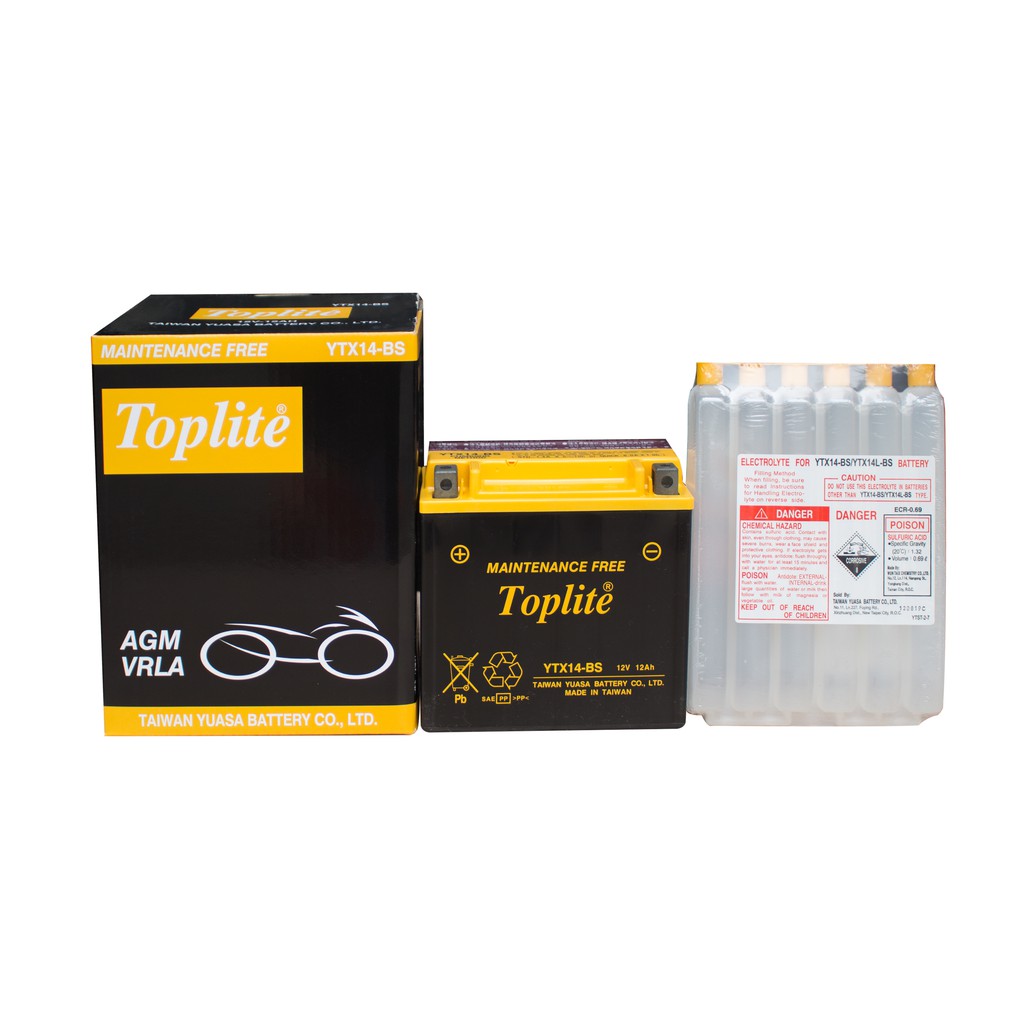 Bình Ắc quy motor Toplite YTX14-BS