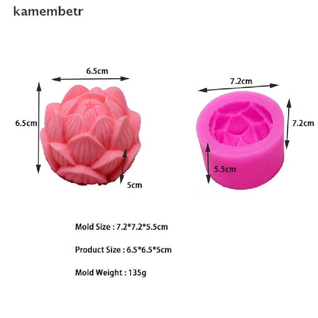 Khuôn silicon hình hoa sen 3D tiện dụng làm xà phòng/nến thơm DIY