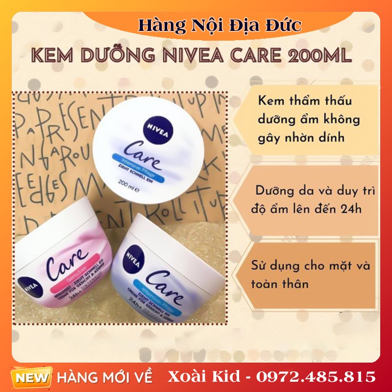 Kem dưỡng da Nivea Care của Đức đủ bill