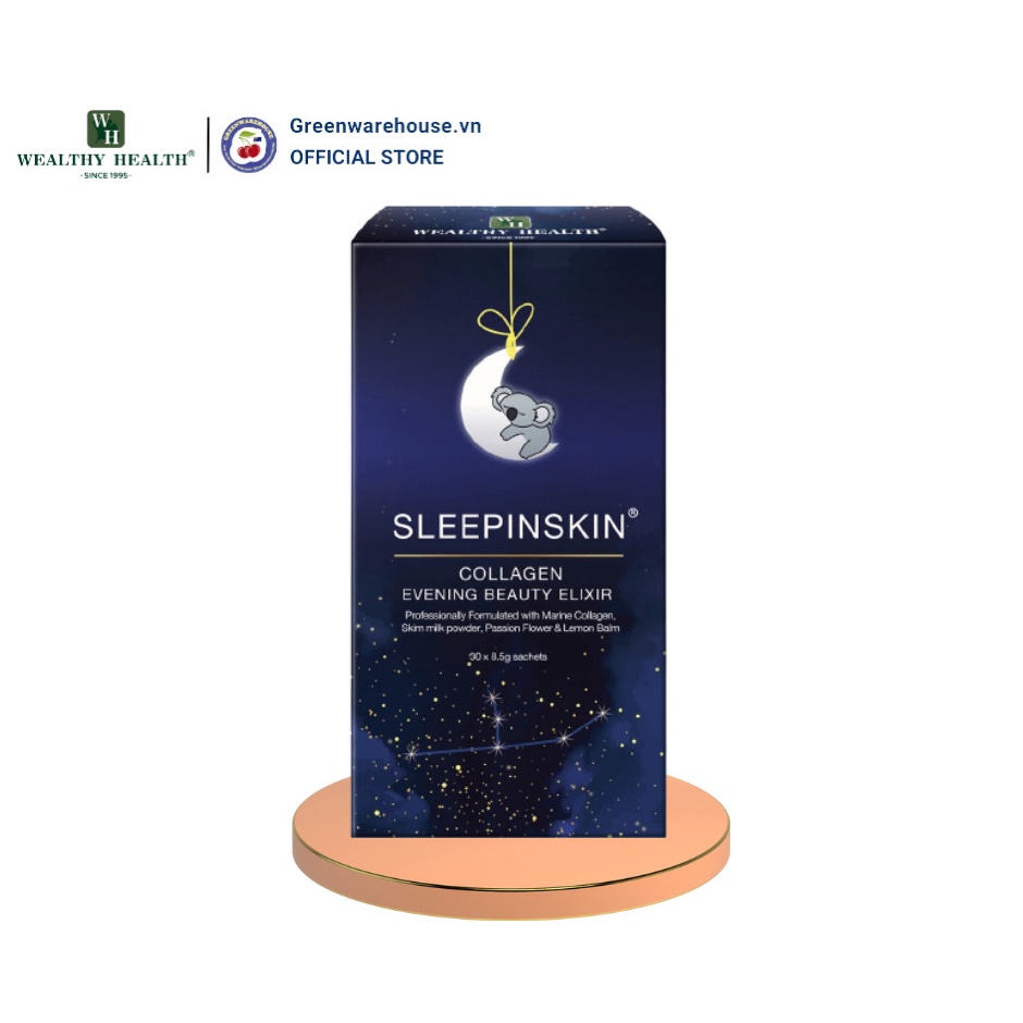 (Mất Ngủ &amp; Lão Hóa Da) Collagen Tác Động Kép Ngủ Ngon Sleepinskin Của WEALTHY HEALTH-NK Chính hãng từ Úc(8.5gx30g)