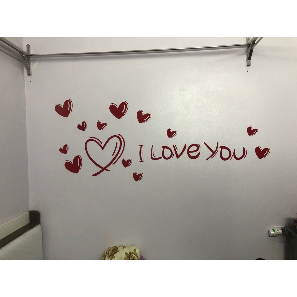 Tranh dán tường mica 3d decor khổ lớn i love you trang trí phòng khách, phòng ngủ, phòng cưới