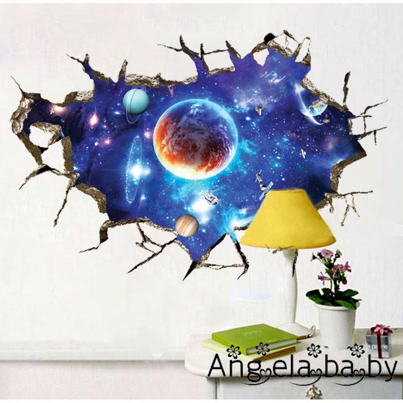 Inl-new 3D Galaxy Out Space Planet Bé Trai Phòng Ngủ Nghệ Thuật Vinyl Dán Tường Decal