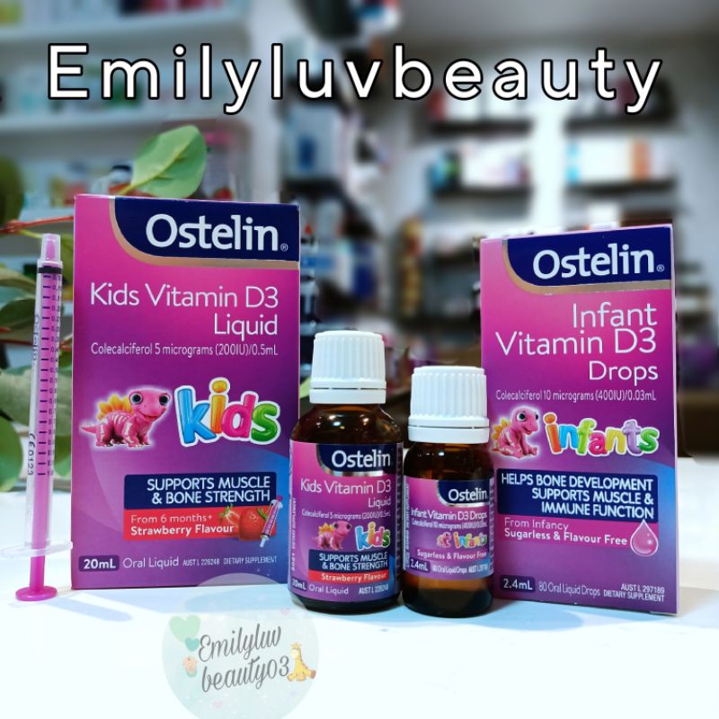 Vitamin D3 Drops cho bé 0m+ 2.4ml/20ml Ostelin Úc date xa