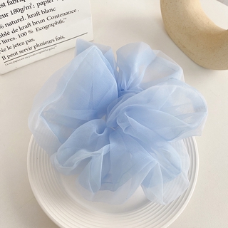 Dây cột tóc vải lụa chiffon màu xanh dương