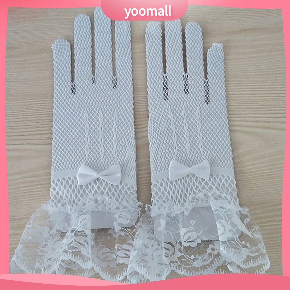 Găng Tay Lưới Ren Nơ Phụ Kiện Cho Cô Dâu