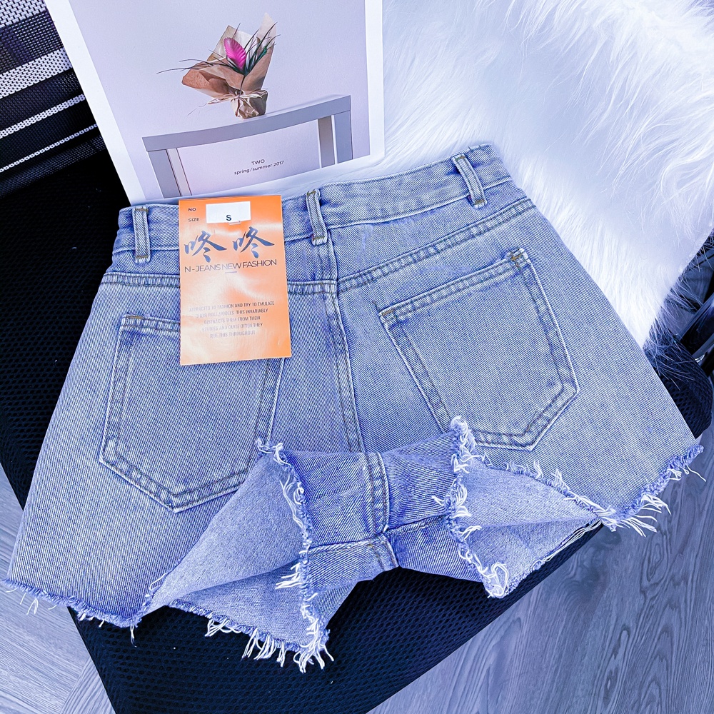 [FreeShip] Quần Sọt Nữ YuRi Jeans Lưng Cao Cá Tính Màu Xanh Loang Đủ Size S M L | BigBuy360 - bigbuy360.vn