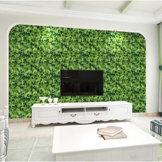 Giấy dán tường lá trà xanh 3D