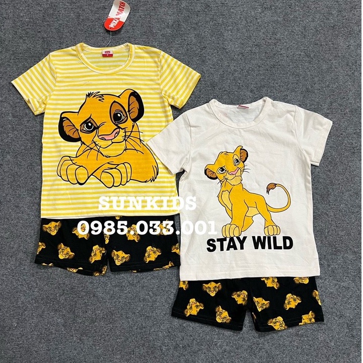 Bộ bé trai cotton Muji hình sư tử