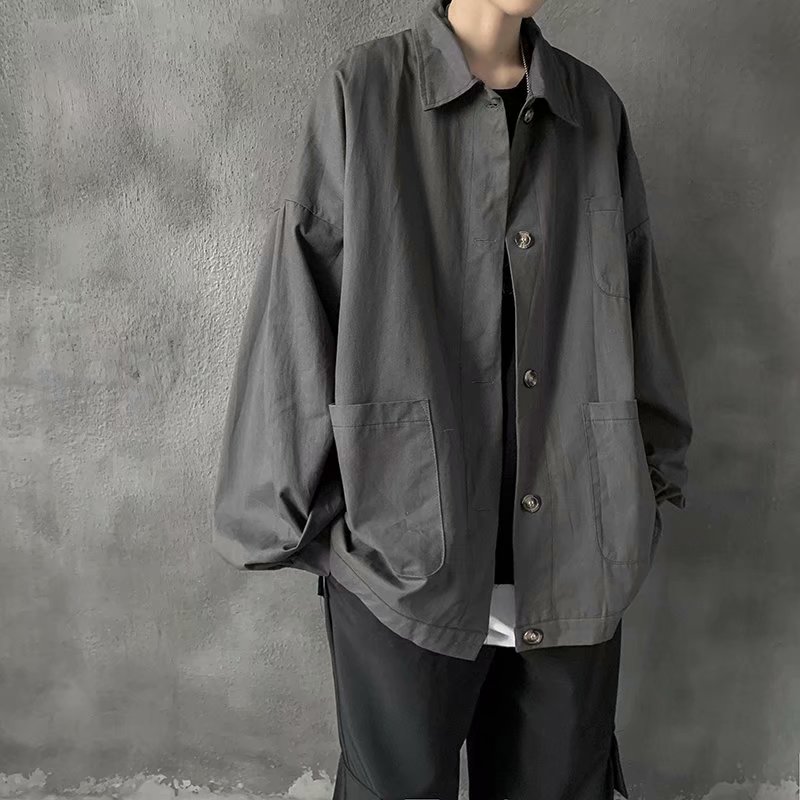 Korean Style Fashion Long Sleeve Men's Loose Shirt