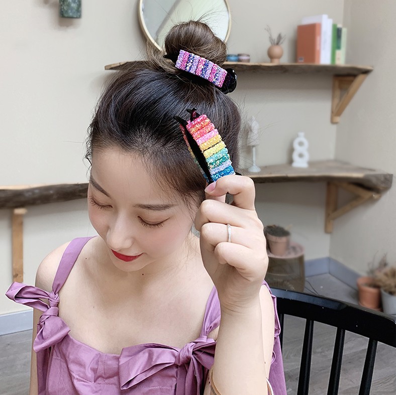 Kẹp tóc màu cầu vồng phong cách Hàn Quốc xinh xắn cho nữ