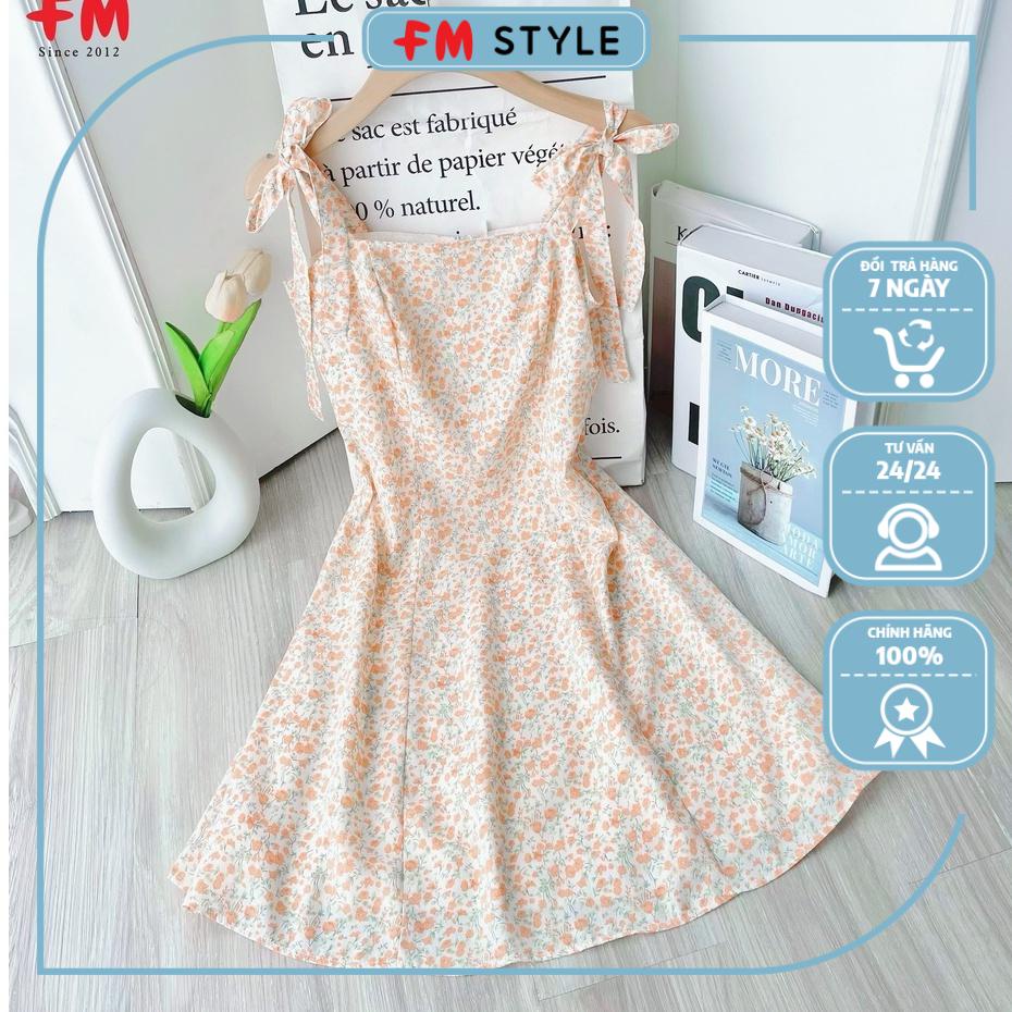 Váy 2 dây dáng dài thắt nơ hoạ tiết hoa fmstyle, váy nữ bánh bèo tiểu thư Hàn Quốc | Fmstyle Shop 22