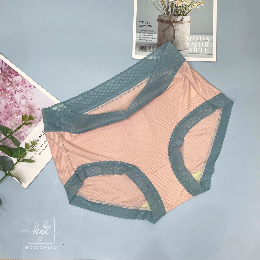 Quần lót nữ cotton trơn viền ren , quần lot cạp cao chất co giãn mông 96 cm 6217