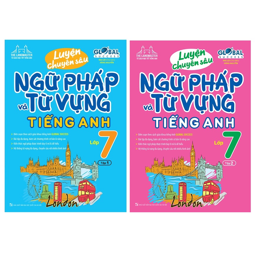 Sách - Combo Luyện chuyên sâu ngữ pháp và từ vựng tiếng anh lớp 7 tập 1 + tập 2