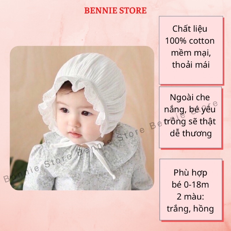 Mũ vải cho bé, Nón vải kiểu dáng tiểu thư sợi cotton