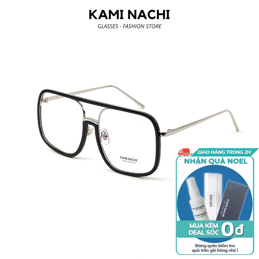 Gọng kính thời trang nam nữ KAMI NACHI dáng retro viền phong cách Hàn Quốc 8580 [TRÒNG ÁNH SÁNG XANH]