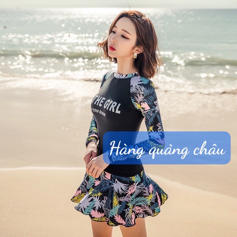 bộ đồ bơi dài tay+ chân váy ngắn cho nữ (video shop+ảnh thật )