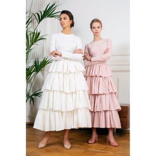 Đầm Linen Tà Váy Bốn Tầng Tay Dài
