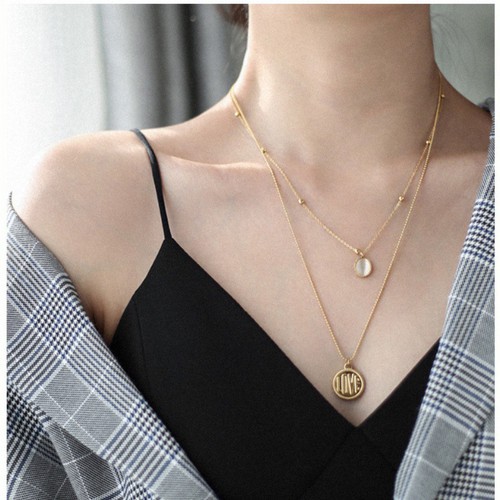 Dây Chuyền 2 Tầng Titan Ko Đen TT 3518