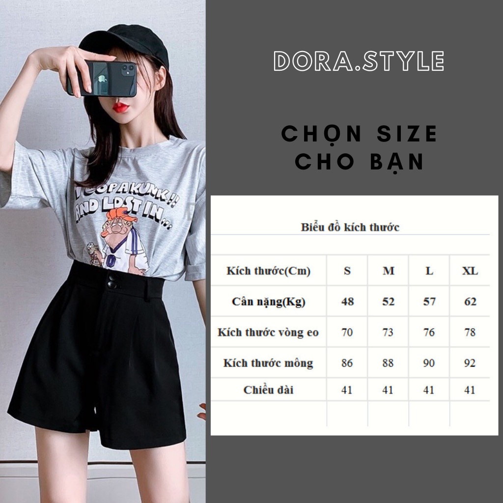 Quần short cạp siêu cao basic Dora Style M2088