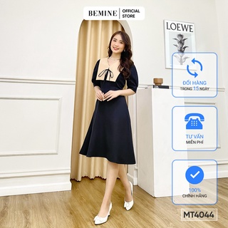 Đầm cổ phối thủy thủ nơ bemine mt4044đen