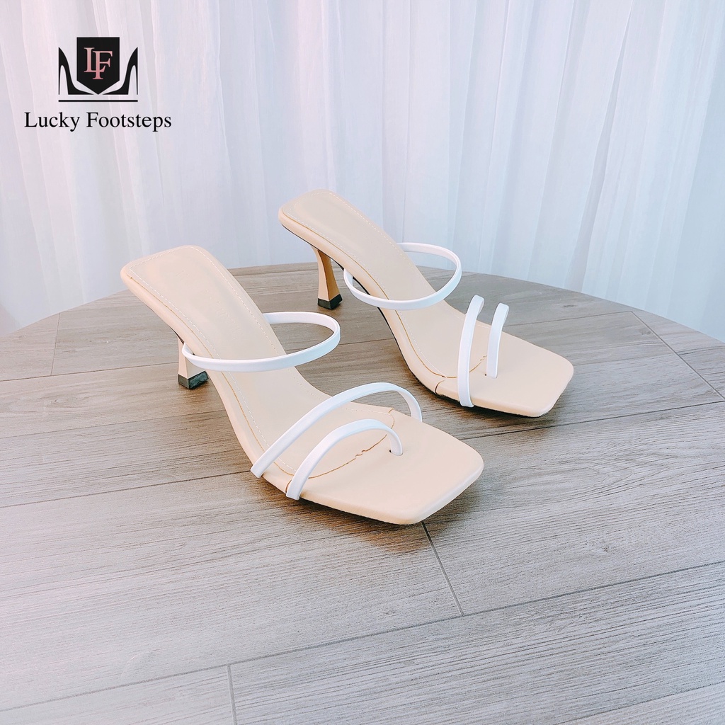 Sandal cao gót Lucky quai phối màu gót nhọn 7p - v86