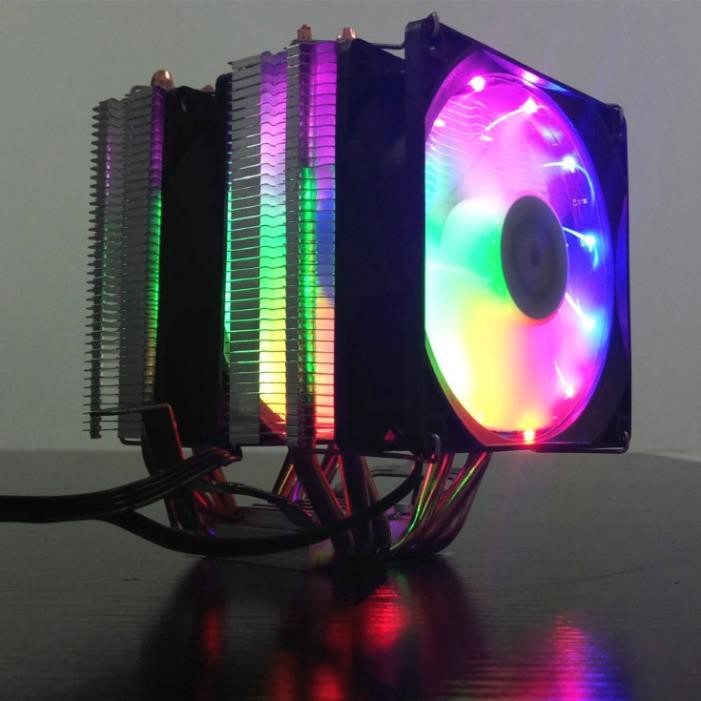 Tản Nhiệt Khí Snowman M-X6 Led RGB Dual Fan - Hỗ Trợ All CPU Dây CPU 4pin – 12V điều khiển nhiệt độ, tốc độ quạt
