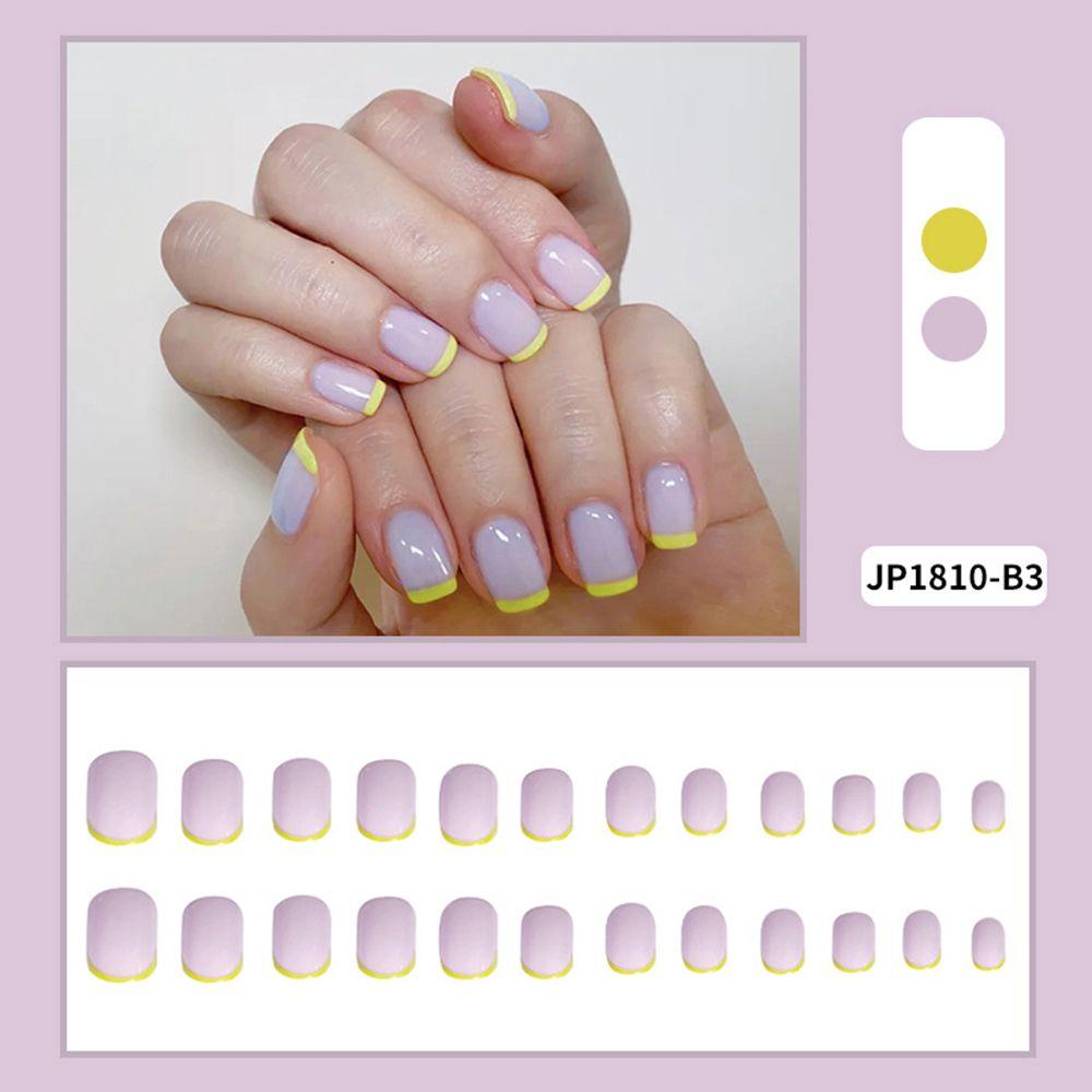 MOCHO Bộ Móng Tay Giả Ngắn Tự Trang Trí Hình Hoa Trái Tim Tháo Rời Được Kiểu Nhật Hàn