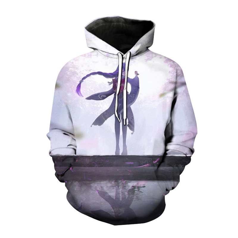 Áo Hoodie In Họa Tiết Anime Genshin Va Chạm Raiden Shogun 3D Thời Trang Harajuku Đường Phố Cho Nam Và Nữ