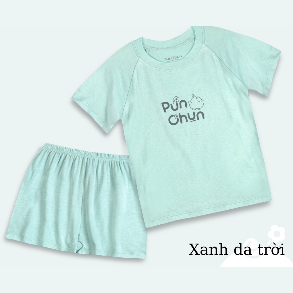 Bộ Cộc Punchun Màu Xanh Da Trời Paster - Quần Áo Bé Trai, Bé Gái