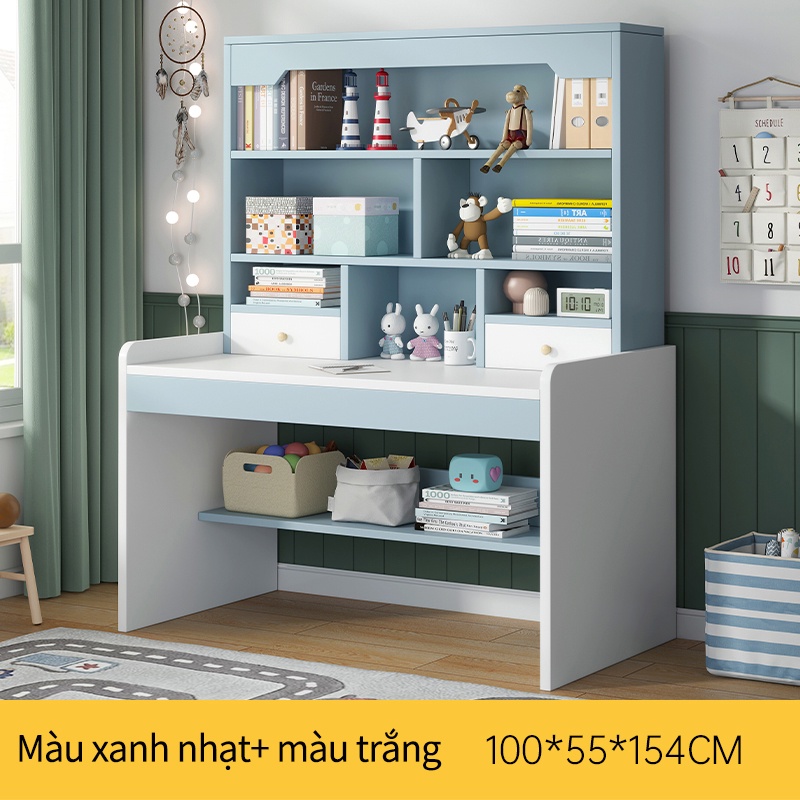 Bàn học trẻ em có ngăn kéo, giá để sách. Bàn gỗ cao cao cấp kích thước 100*55*154cm - YA438