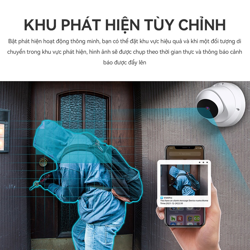 Camera IP Wifi Xiaovv By V380 Q1 3MP CCTV Treo Tường Thông Minh Camera An Ninh Không Dây Máy Ảnh Nhìn Ban Đêm