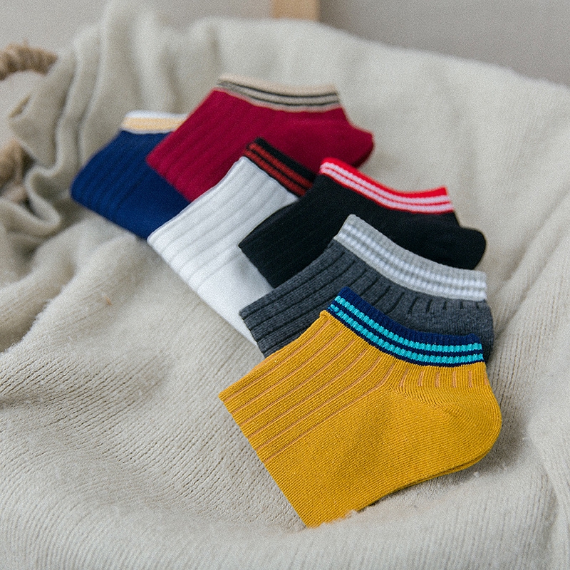 6 Pairs Cotton Low Cut Women Socks Striped Korean Cute Nonslip Novelty Ankle Socks Spring Breathable Comfortable Female Socks