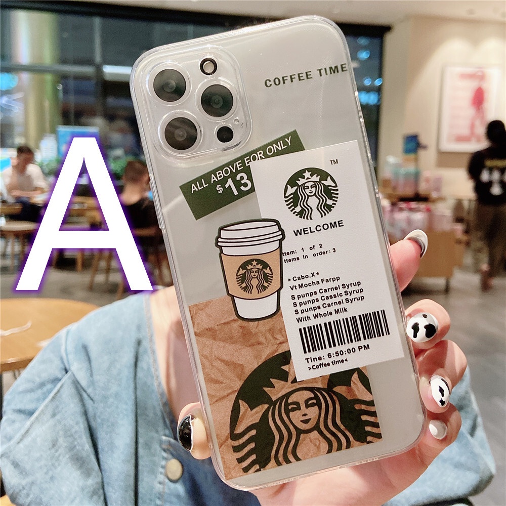 Ốp điện thoại trong suốt bảo vệ camera in hình Starbucks cho Realme 8 4G 5G X7 Pro V15 V13 GT Neo