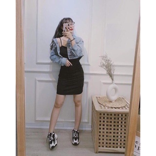 VÁY ĐẦM BODY HAI DÂY DÚM EO