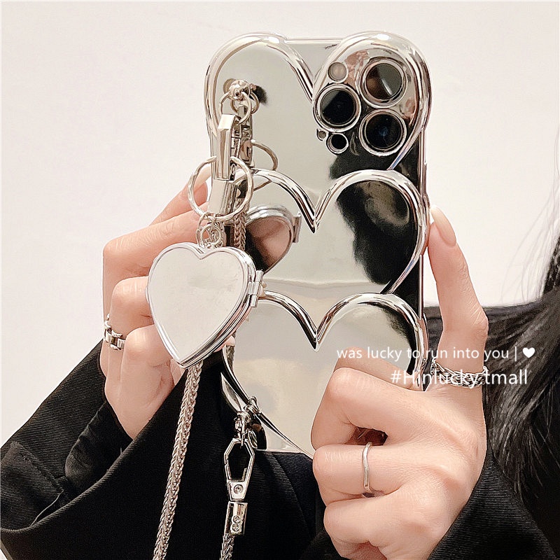 Ốp Điện Thoại Silicone Mặt Gương Hình Trái Tim Cho Apple 14pro Max Iphone13 / 12 New 11 14pro X XR 14plus