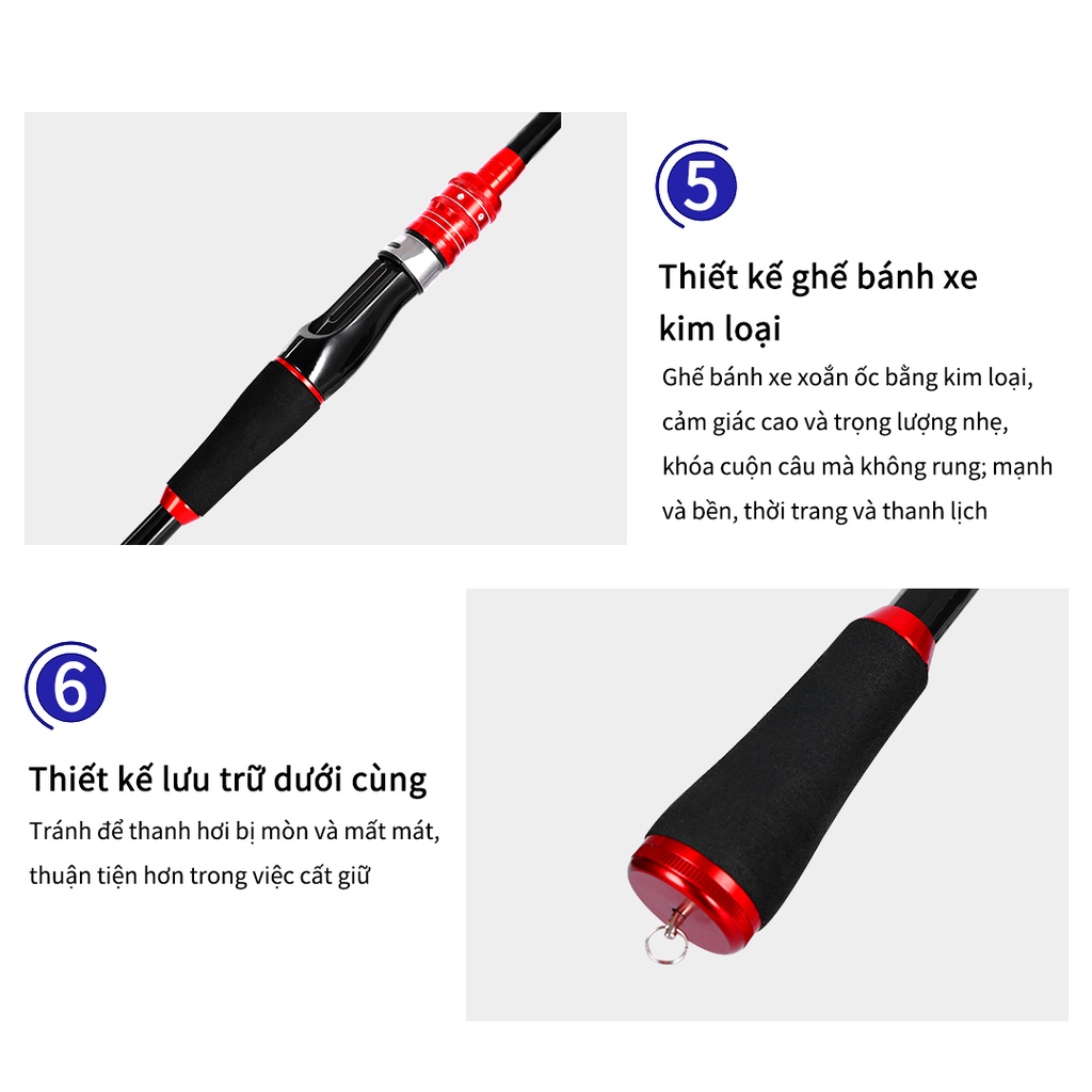 OneTwoFit Cần câu1,8m Cần câu xoay bằng sợi thủy tinh Đáy câu có thể được lưu trữ fishing rod OT042701