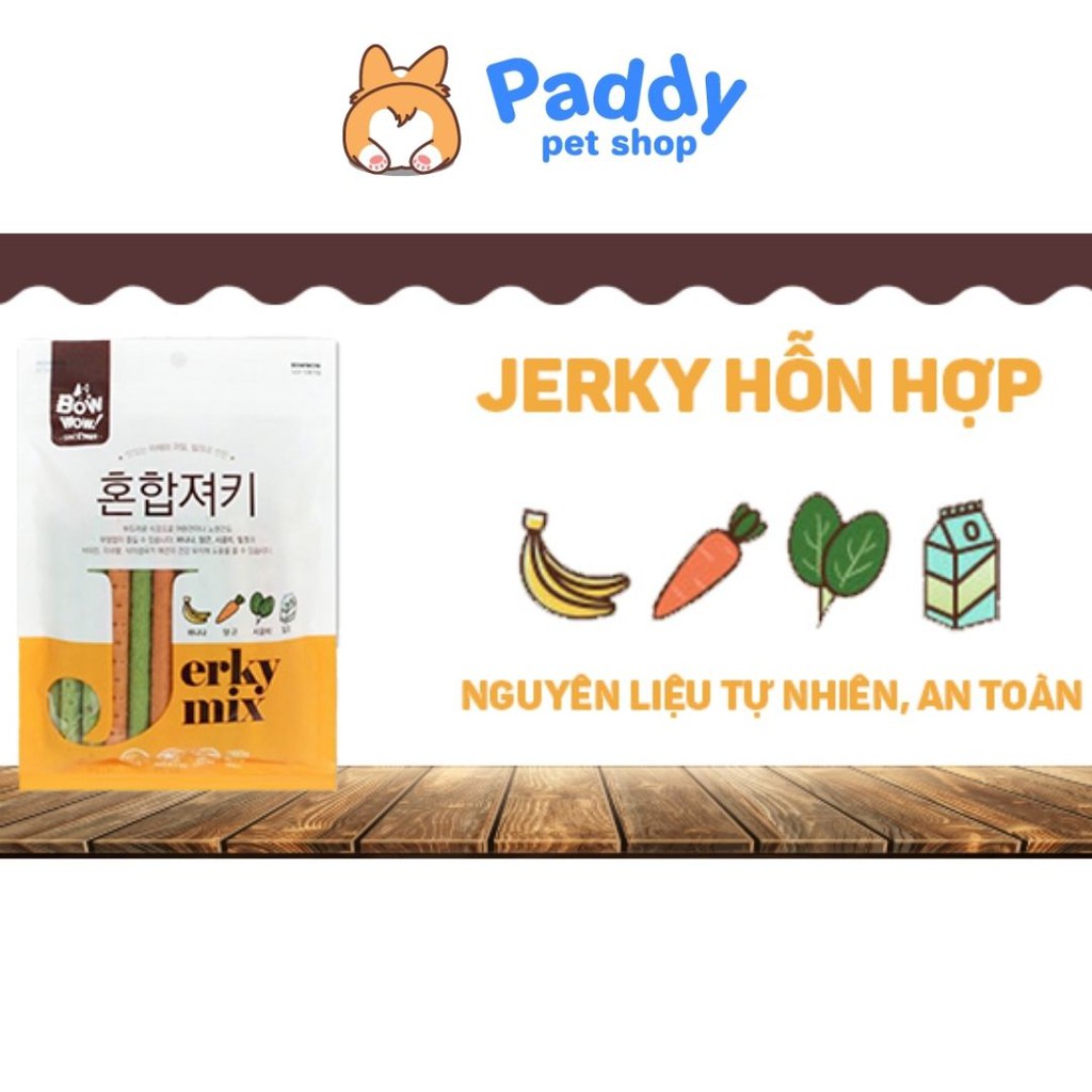 Que Thịt &amp; Rau Củ BowWow Jerky Mix Cho Chó Mèo
