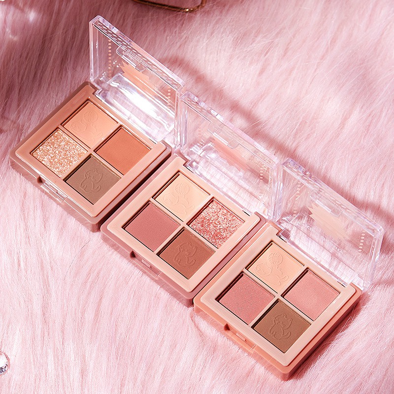 (Hàng Mới Về) Bảng Phấn Mắt 4 Màu Nhũ Lì Tông Đất Tự Nhiên Kiss Beauty