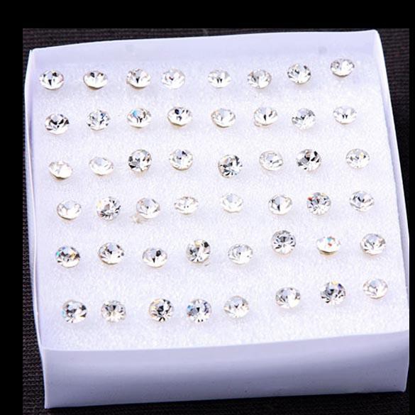 Set 24 Đôi Khuyên Tai Đính Đá Pha Lê Nhân Tạo Độc Đáo