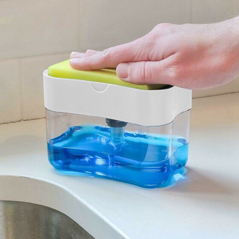 Hộp đựng nước rửa chén và miếng rửa chén bát 2 in 1