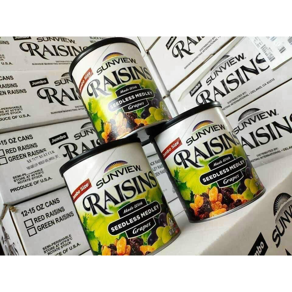 Nho Khô Mỹ SUNVIEW RAISINS Hũ 425g Loại Hỗn Hợp