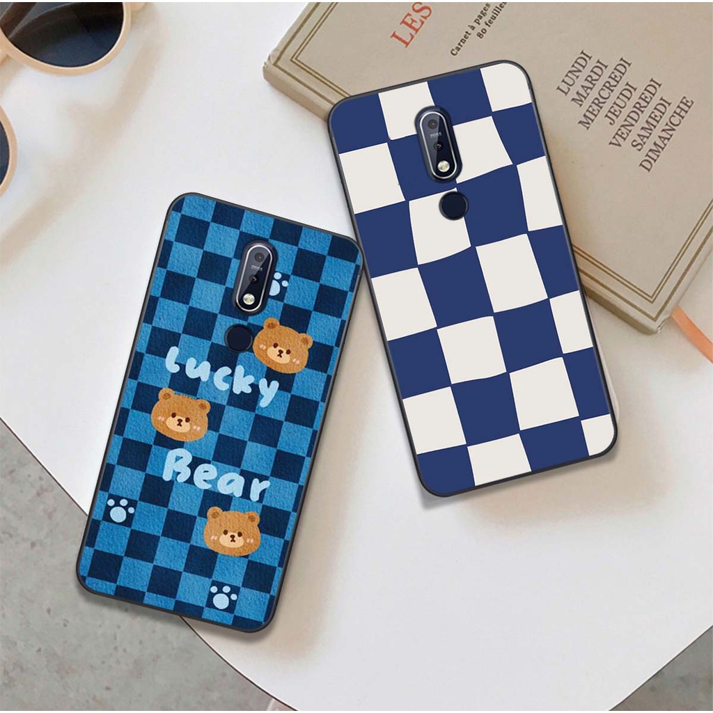 Ốp lưng điện thoại nokia 5.1 plus / 6.1 plus / 7.1 / 7.1 plus / nokia 8.1 in hình caro đơn giản, gấu lucky, Boo