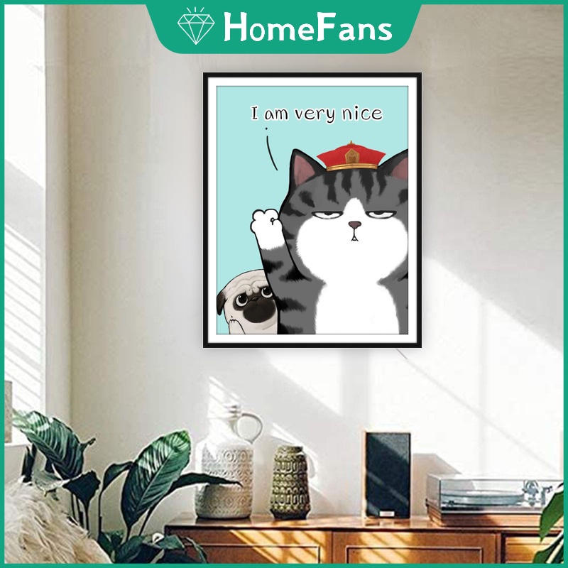 Bộ Tranh Đính Đá 5D DIY Hình Chó Mèo Dễ Thương Kích Thước 40x50cm