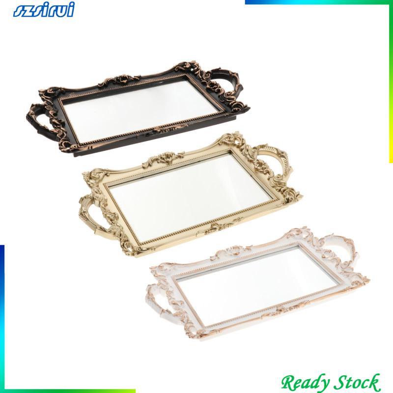 [szsirui] Khay Đựng Nước Hoa Tráng Gương Trang Sức Màu Trắng Cổ Điển